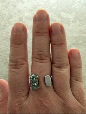 Kendra Scott Silver Druzy and Matte Silver Open Ring